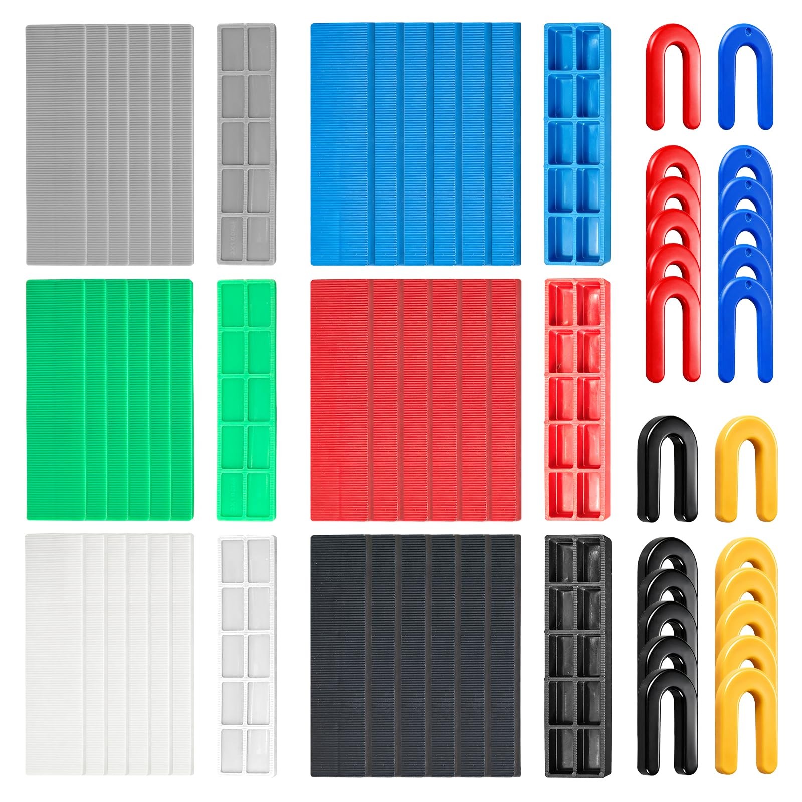 260 Pcs Plastic Shims Set, 10 Sizes (6 Flat + 4 U-Shaped) Leveling Spacers, 3…