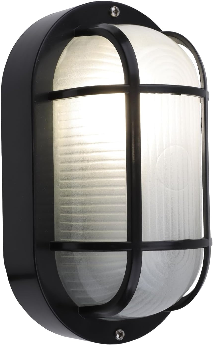 8.5″ Die-Cast Aluminum & Frosted Glass Modern Wall Lamp, 60W Max E26 Base Outdoo