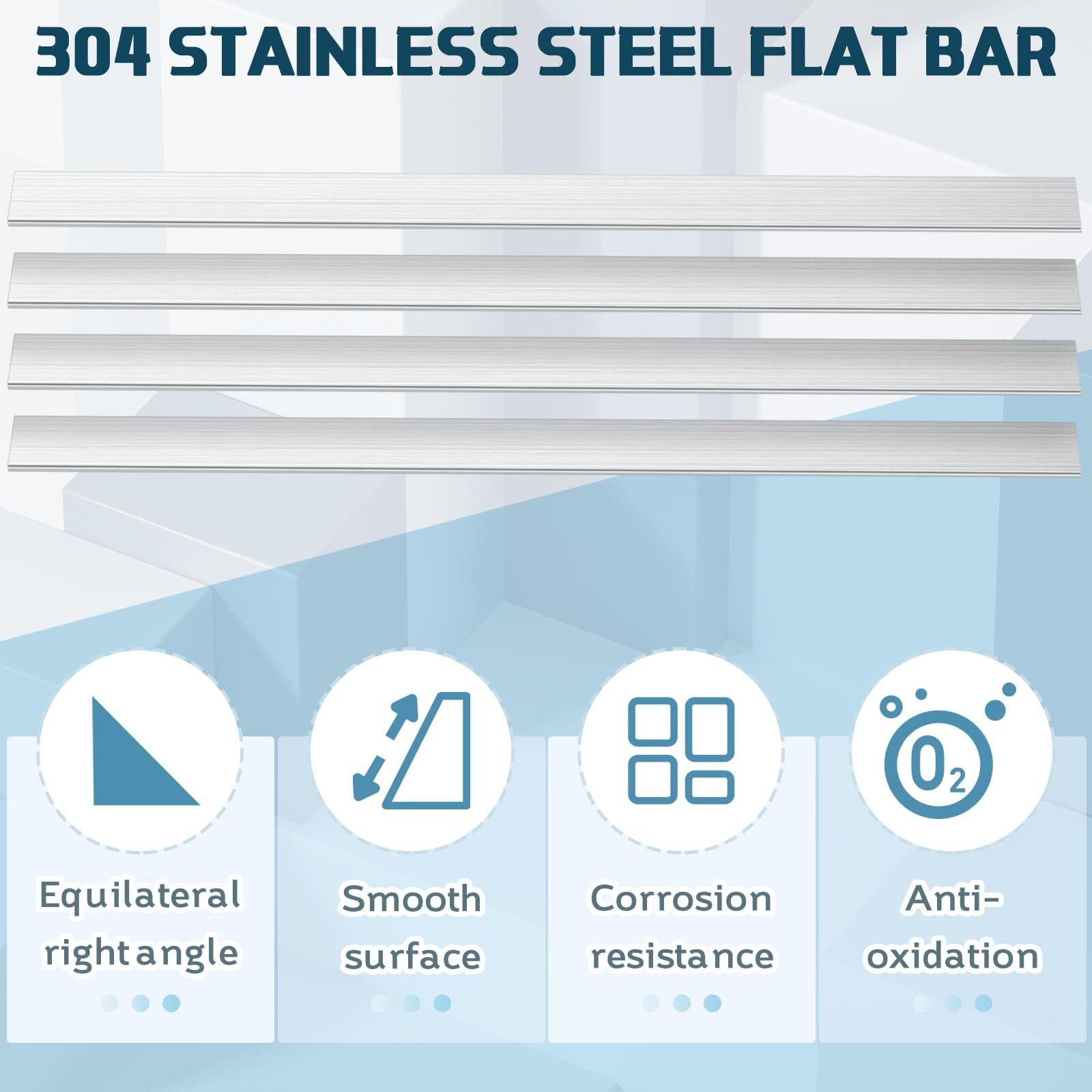 4 Pcs 304 Stainless Steel Flat Bar 1/8″ Thickness 25/32″ Width 12″ Length Sta…
