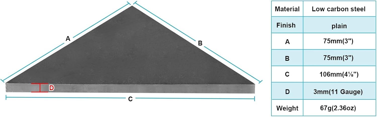 20 PCS Steel Plate Gussets 3″ x 3″ x 1/8″ Weld On Triangle Gusset Base, 11 Gauge