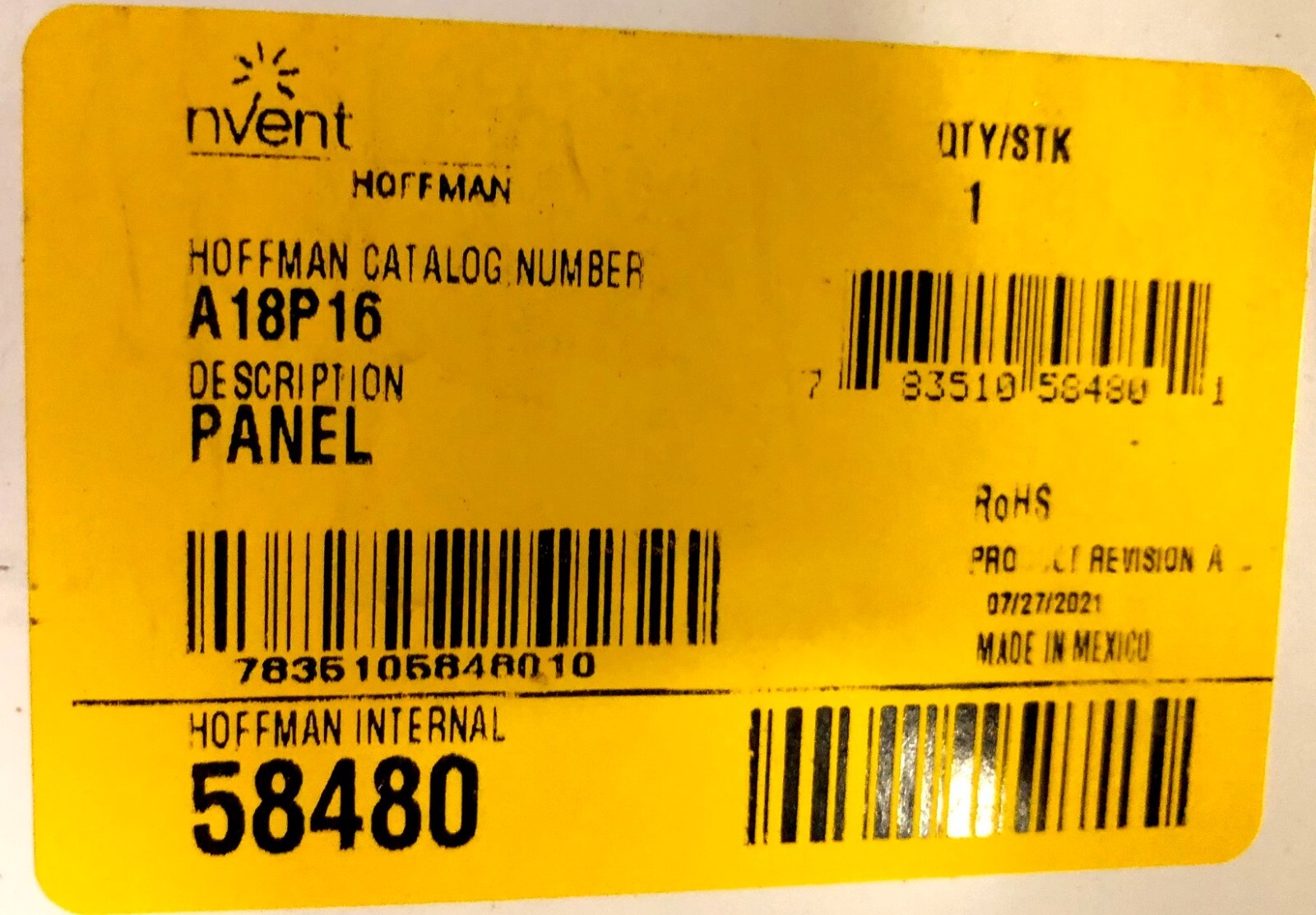 A18P16 16-3/4″ X 14-3/4″ X 12 GA (.0109) Hoffman White Back Plate Panel #58480