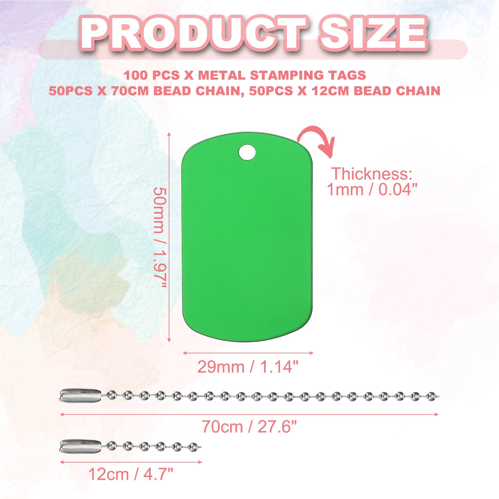 100Pcs Blank Tag Metal Stamping Tags, Rectangle Shape Engraved Tag, Green