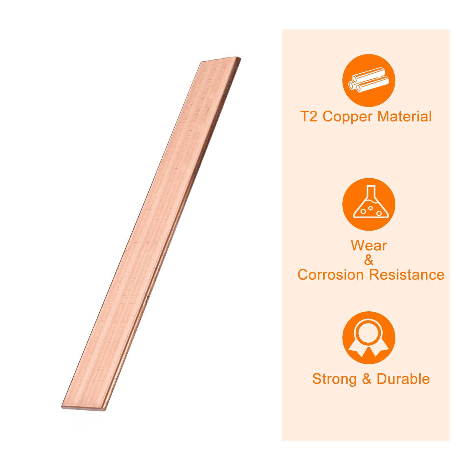 Copper Flat Bar, 1/16″ Thickness x 1″ Width x 6″ Length Copper Bar Stock