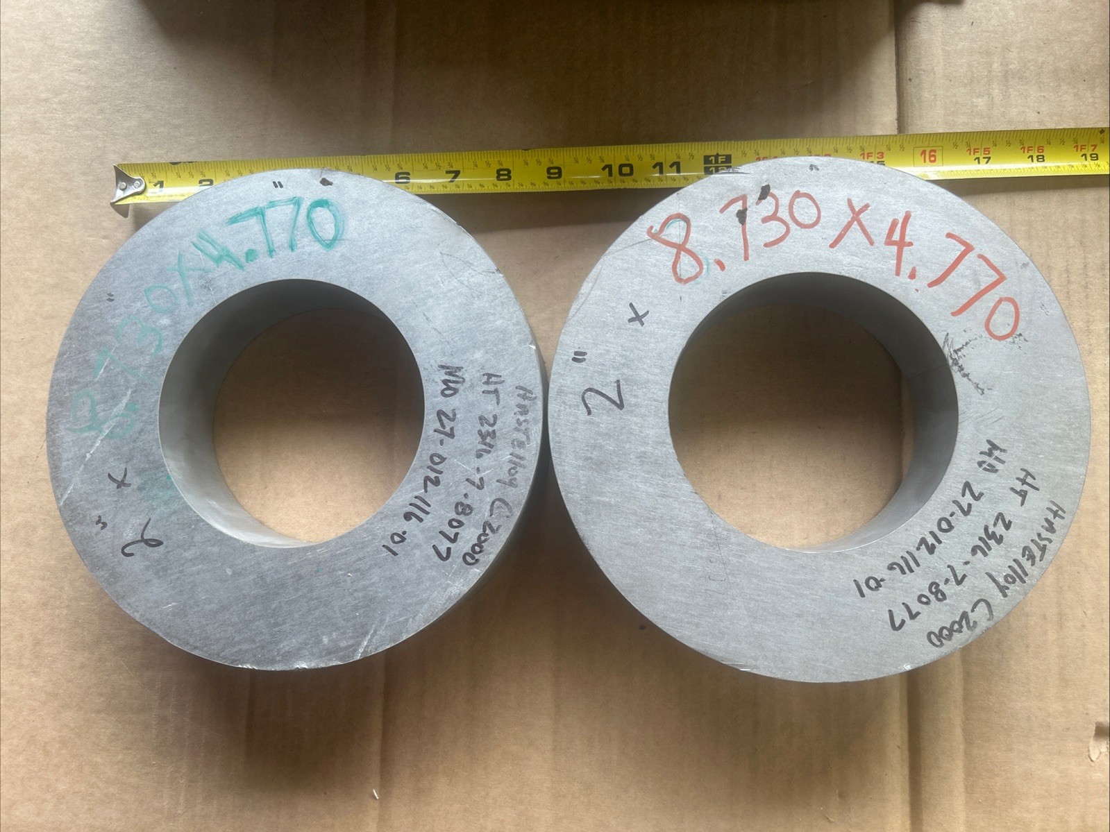 HASTELLOY C-2000 Donut Shaped New Old Stock 2×8.730×4.770” 27 Lbs