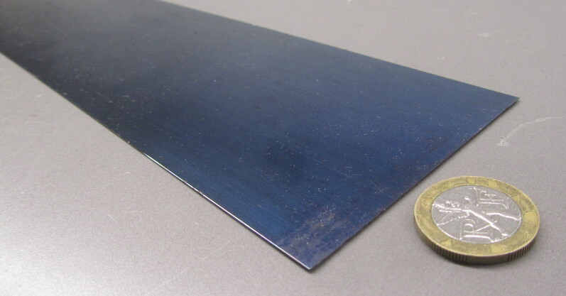 1095 Hard Blue Tempered Spring Steel Shim .015″ Thick x 3.00″ Wide x 600″ Long
