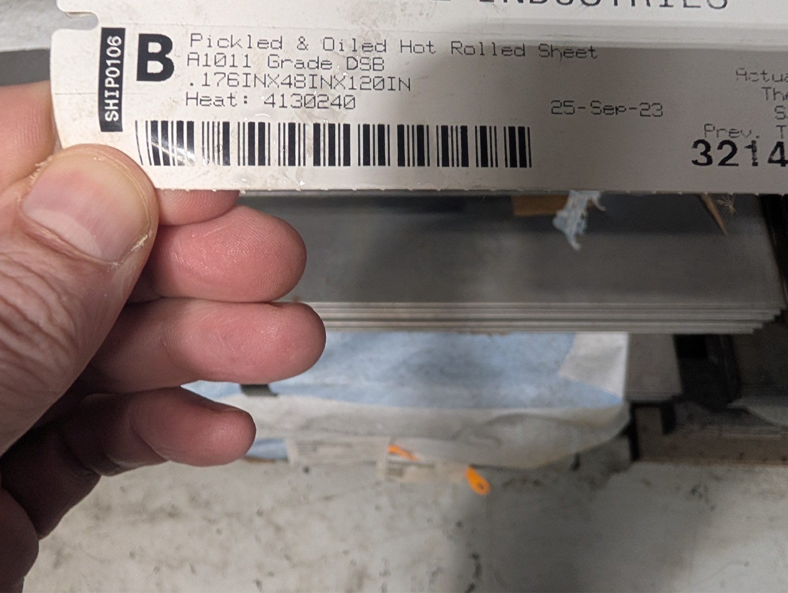 48″x120″ .179 Thick Sheet (7ga) sold by pallet count only, A1011 Grade DSB