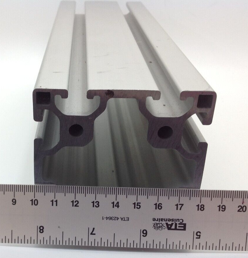 Aluminum Extrusion Framing, 3.125 in square, 48 in long, black plastic end caps