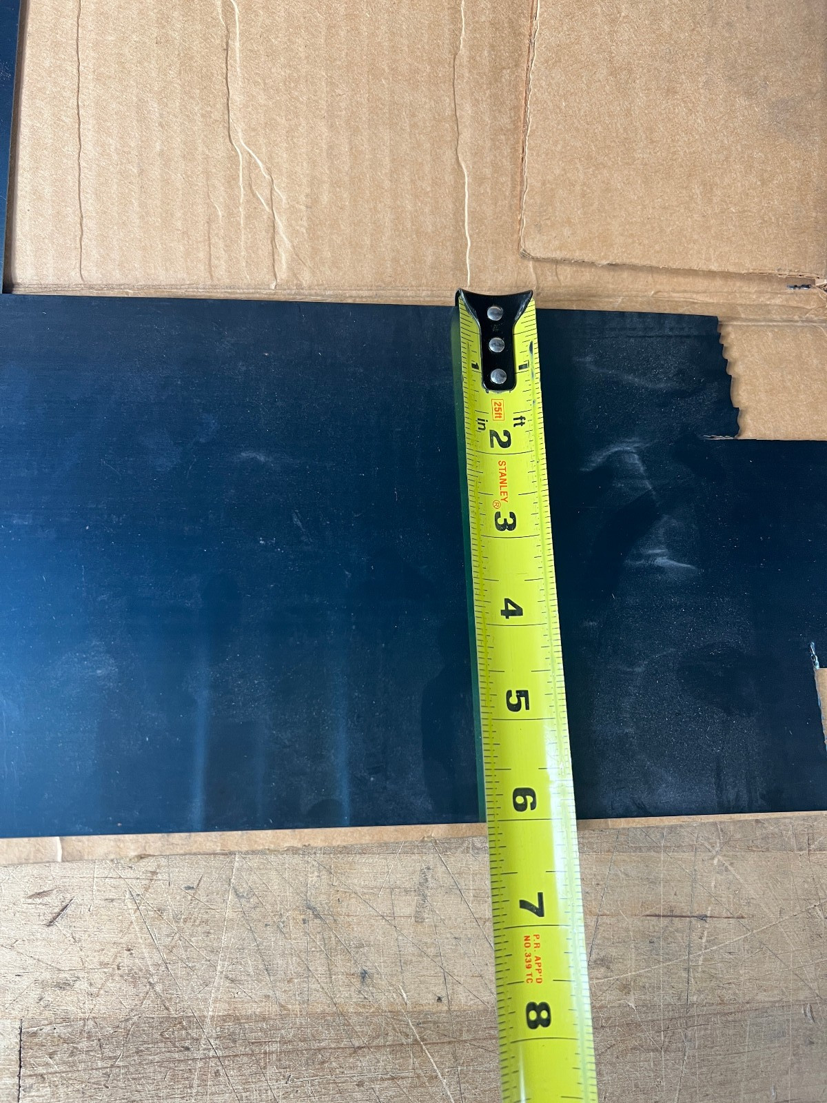 1095 Hard Blue Tempered Spring Steel Shim .10″ x 6″ Wide x 25″ Long used
