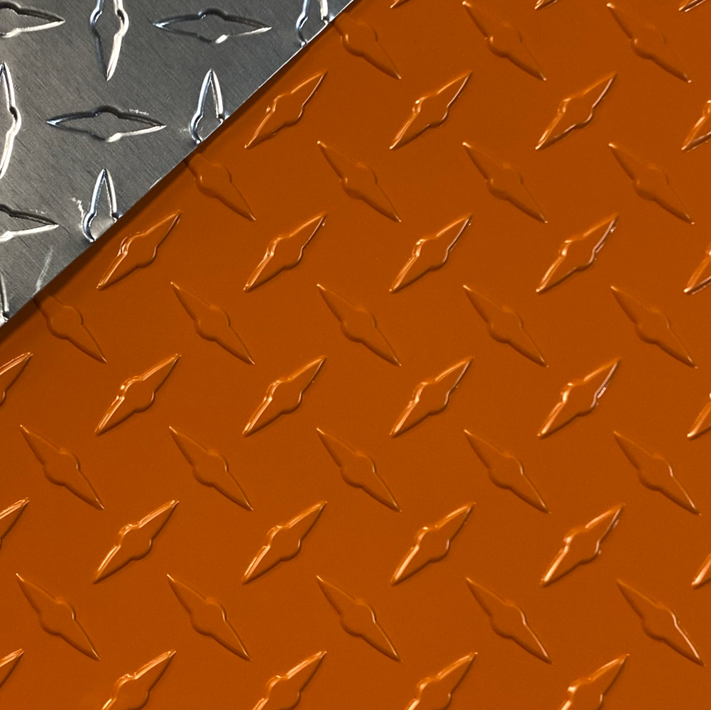 4′ x 8′ Orange Aluminum Diamond Plate Sheet .025” (1/40th) Thick Embossed