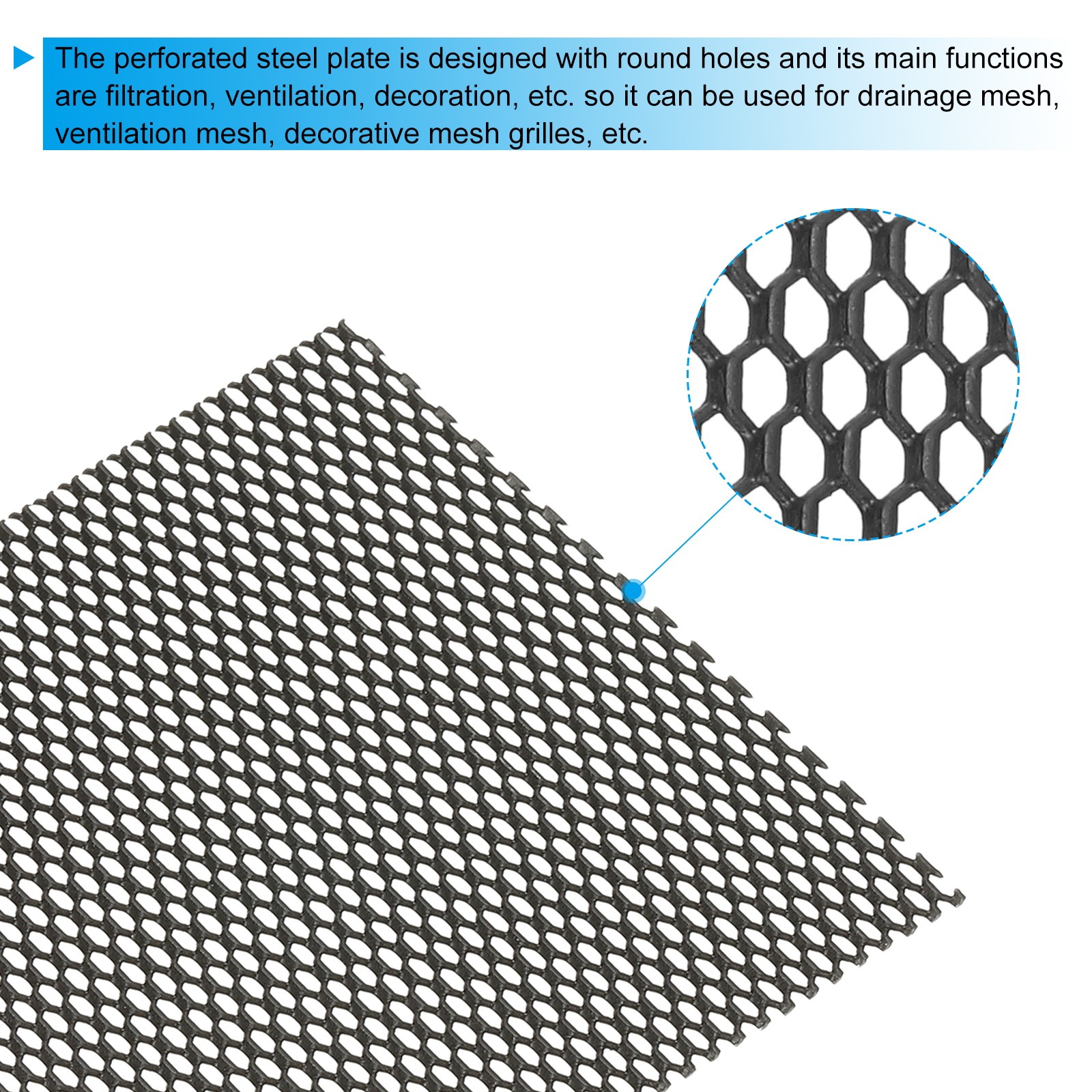 4″L x 4″W Universal Car Grill Mesh, 4Pcs 3x6mm Hexagon Hole, Black