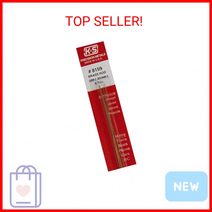 K&S 8159 Round Brass Rod, 0.020″ OD x 12″ Long, 5 Pieces, Made in The USA