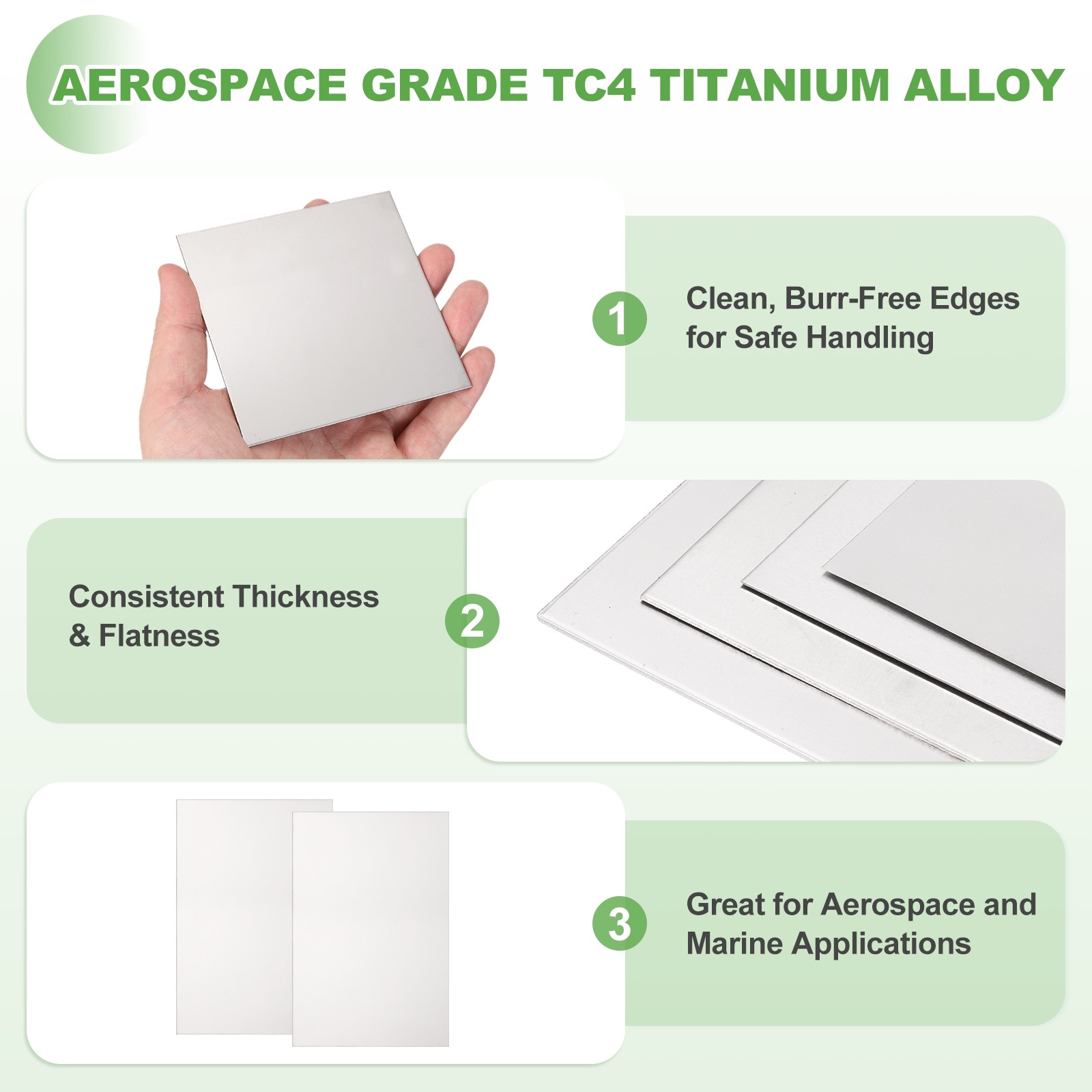 Titanium Plate Sheet, TC4 (Gr5) 150x100x0.5mm Titanium Alloy Sheet
