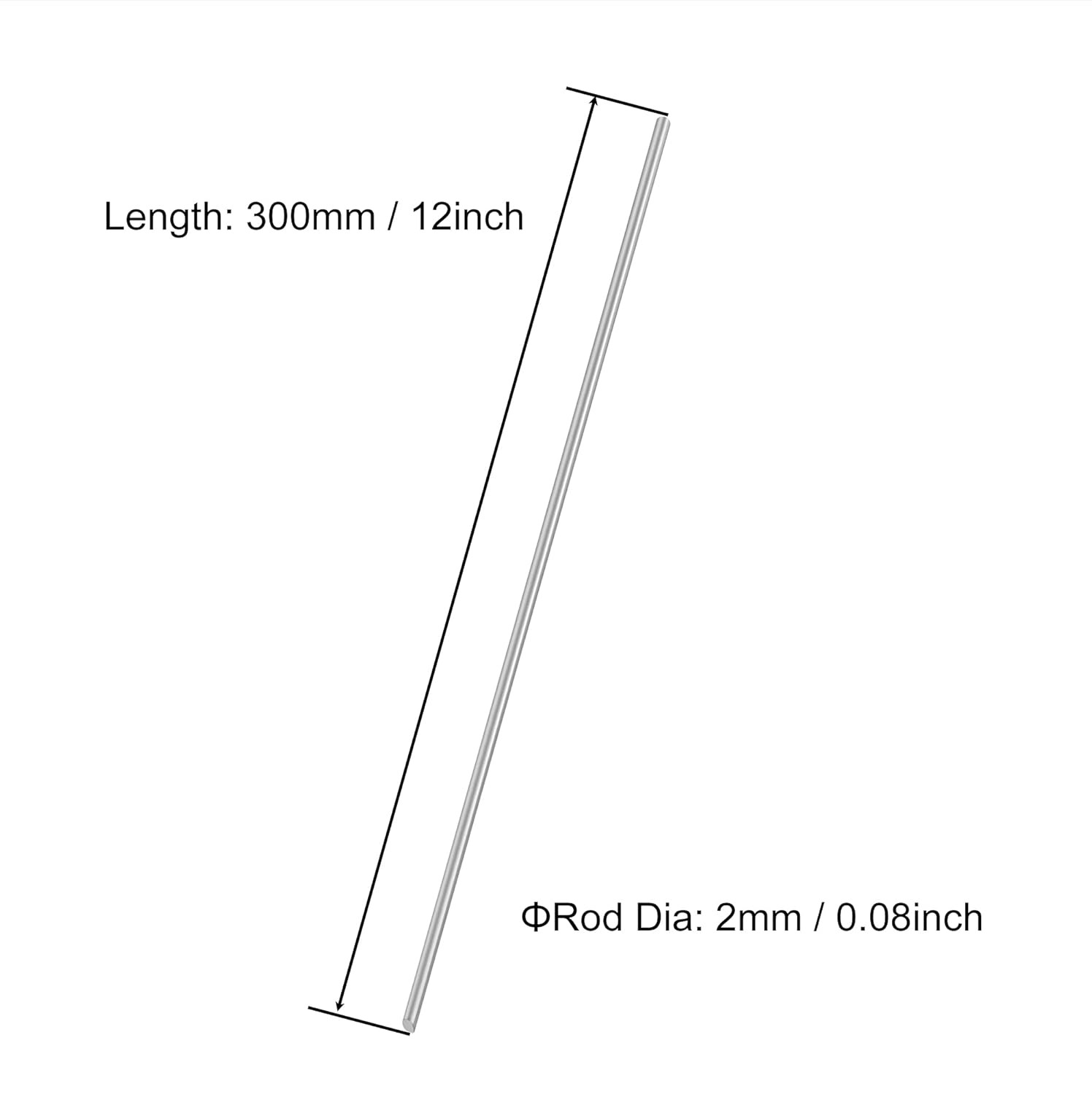 Aluminum Rods 2mm x 300mm Round Solid Shaft Lathe Bar Stock for DIY