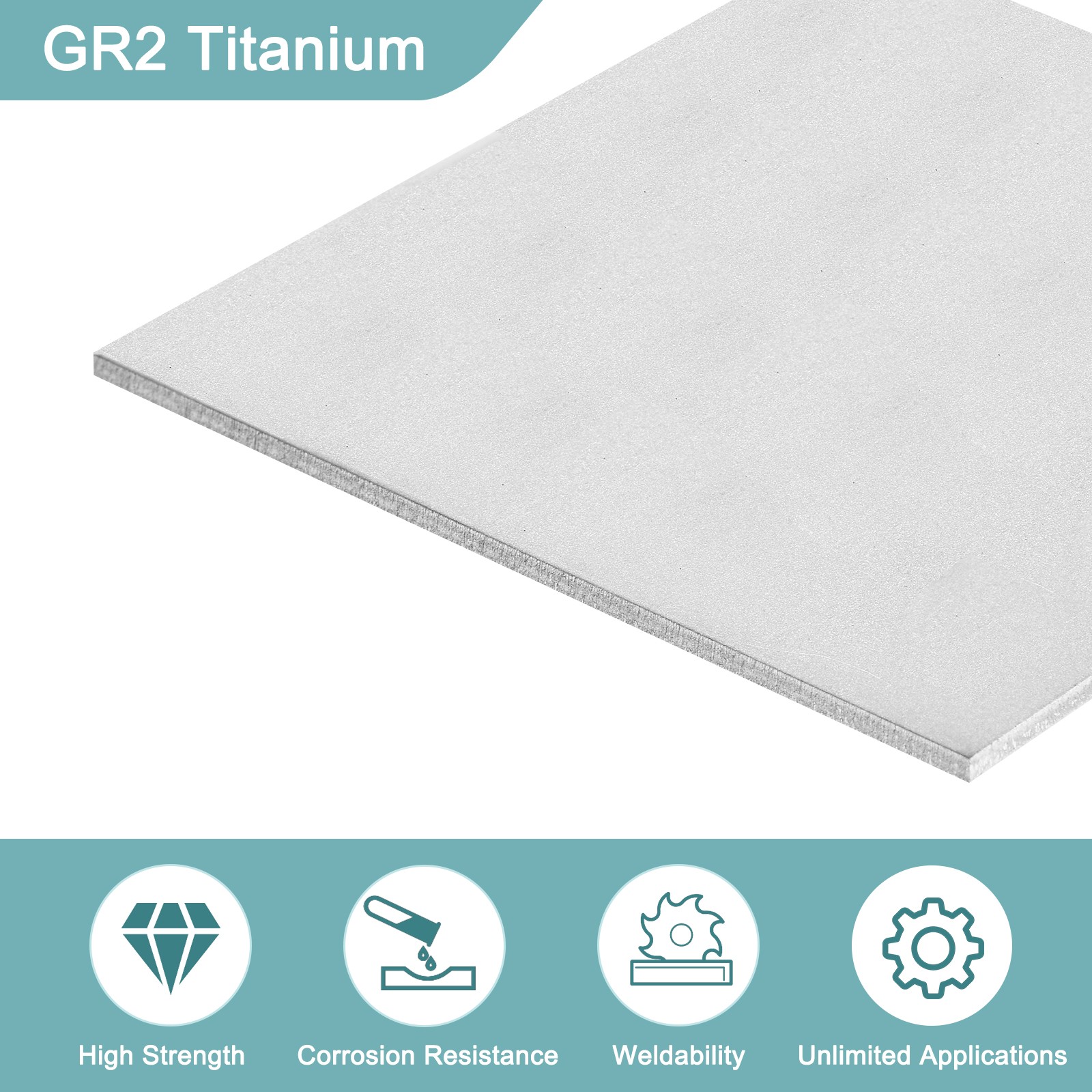 1Pcs GR2 Titanium Plate Sheet, 100x100x2.5mm Titanium Alloy Metal Sheet