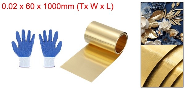 0.0008 x 2.36 x 39.4 Inch Brass Sheet Roll H62 Thin Brass Foil Strip Plate Shim