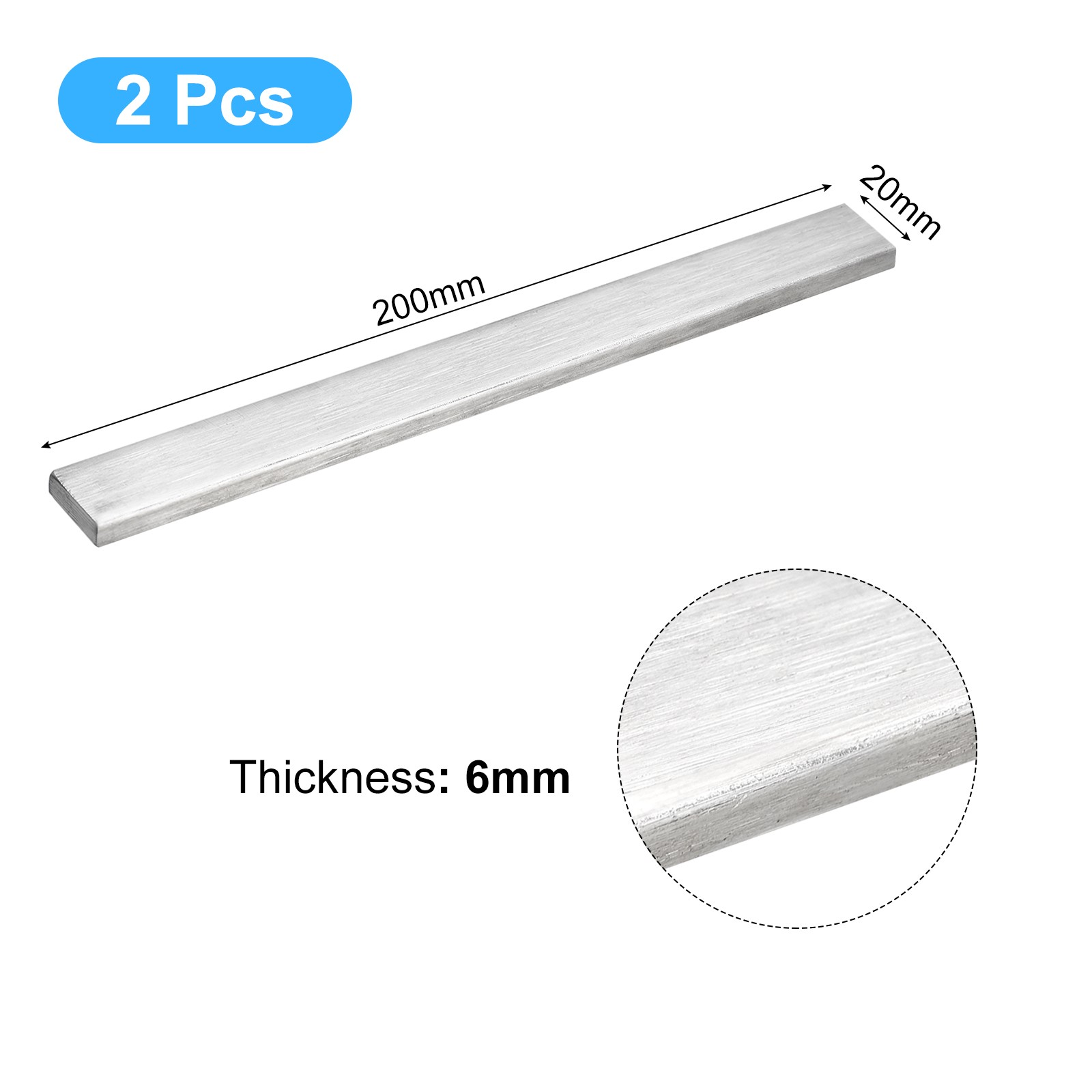 304 Stainless Steel Flat Bar 1/4″ Thickness 25/32″ Width 8″ Length 2pack