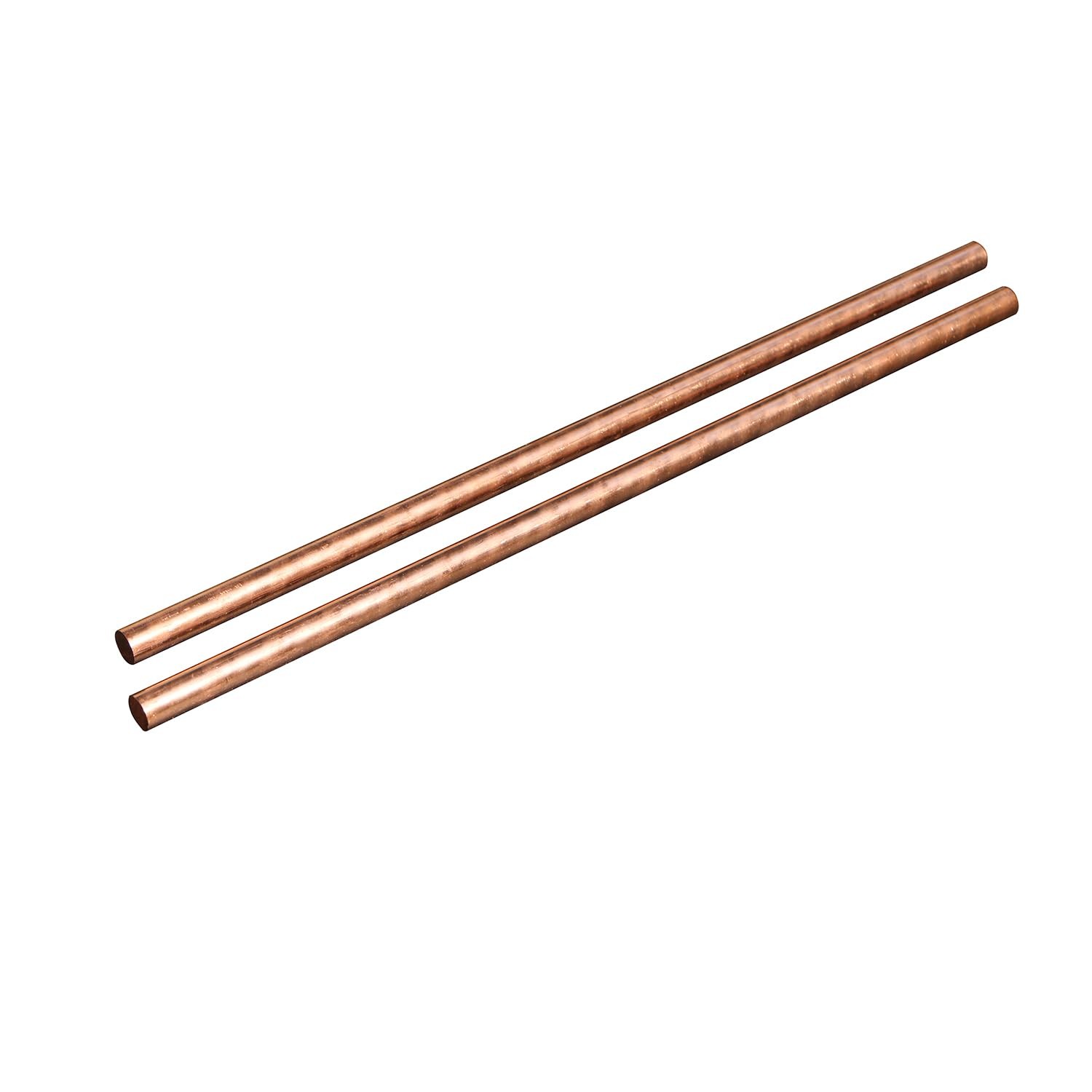 2 PCS 9.5mm 3/8 Inch Copper Round Rods Lathe Bar Stock 305mm 12 Inch