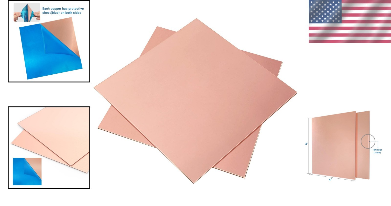 2 Pieces 99.9% Pure Copper Sheets, 4″ x 4″, Ideal for Jewelry and Crafts