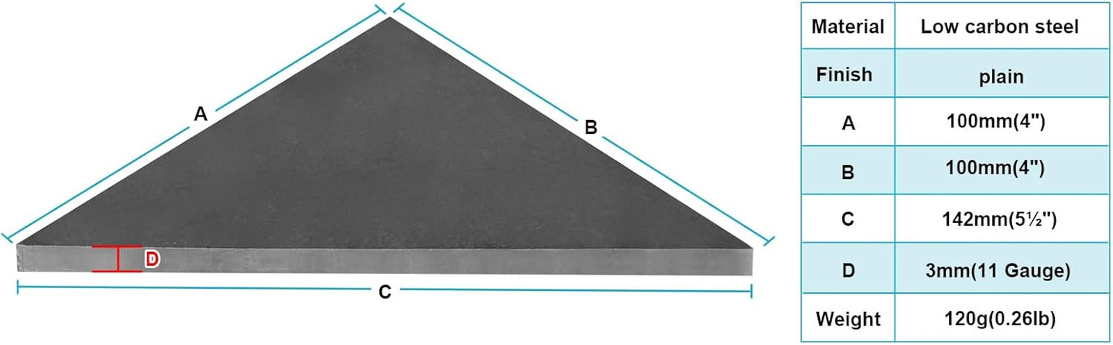 20 PCS Steel Plate Gussets 4″ X 4″ X 1/8″ Weld on Triangle Gusset Base, 11 Gauge