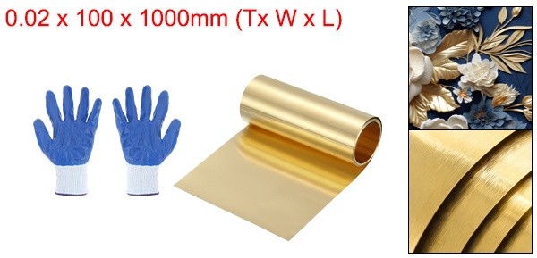 Brass Sheet Roll 0.0008 x 3.94 x 39.4 Inch H62 Thin Brass Foil Strip Plate Shim