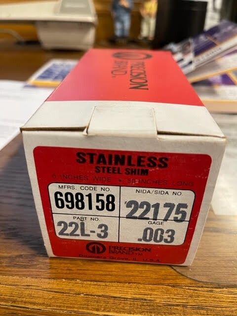Precision Brand Stainless Steel Shim Stock 6 X 50 Inch .003 NIB