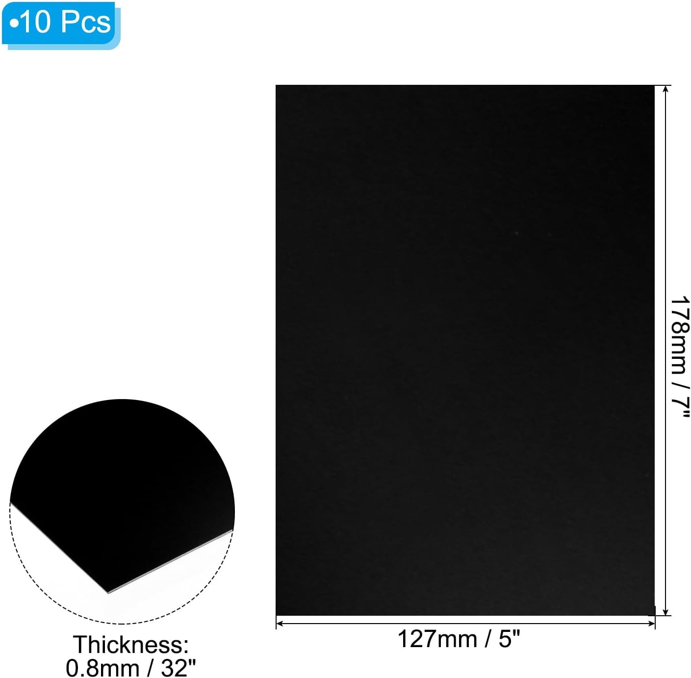 7x5x1/32inch Anodized Aluminum Sheet, 10Pcs Metal Rectangle Aluminum Plate 0.8mm
