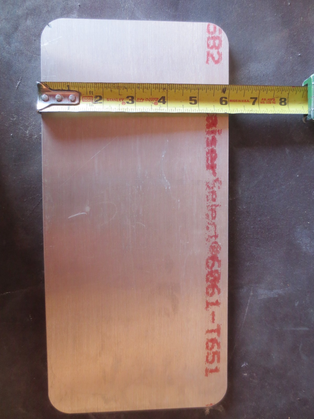 1/4″ (.25″) Aluminum Sheet Plate 6″ x 12-3/4″ 6061-T6 FREE SHIPPING