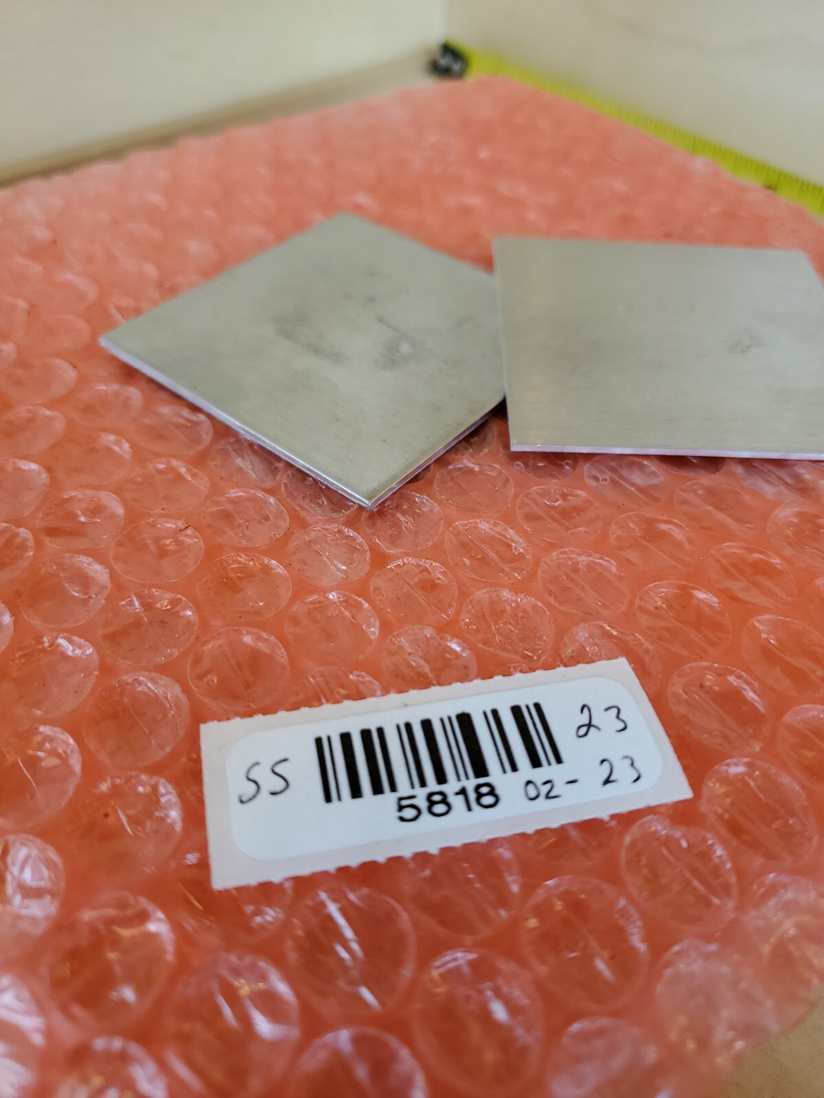 stainless steel plate 304 2 pieces 18 gauge 2″ x 2″ flat metal sheet TIG welding