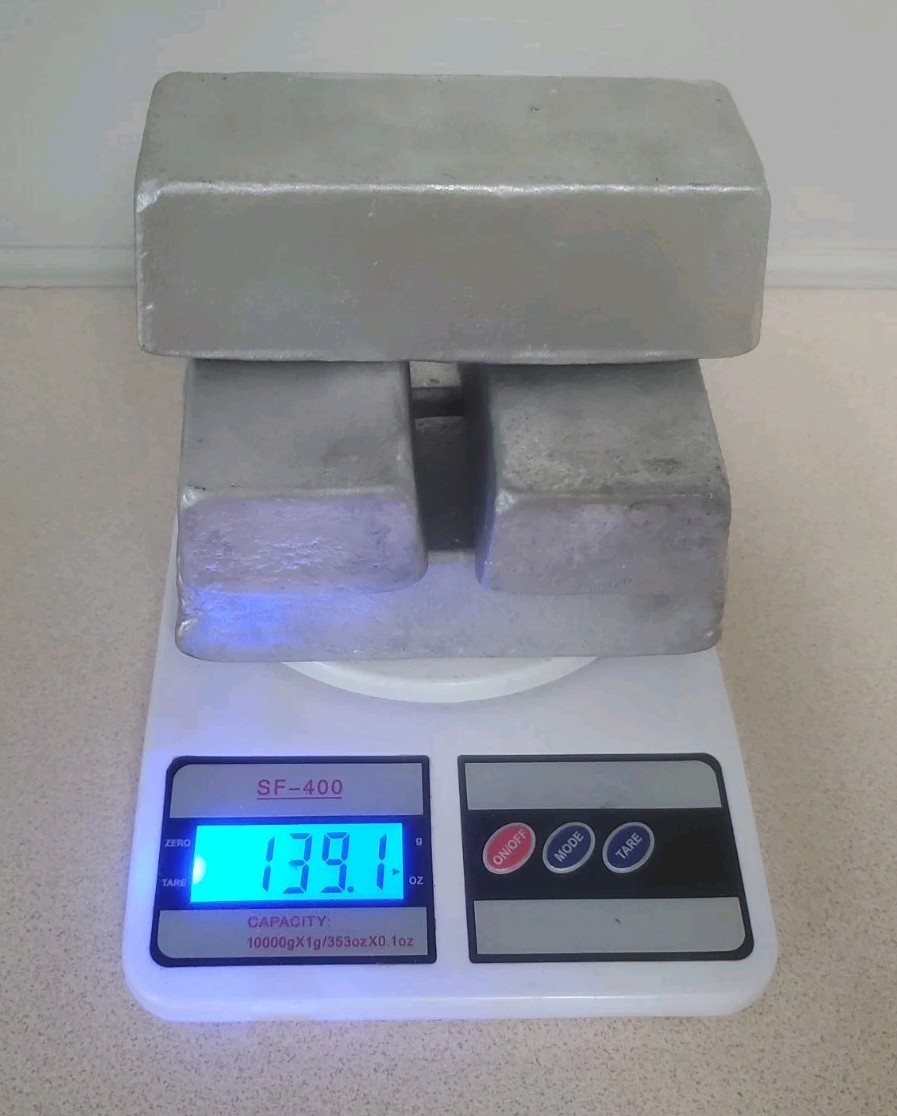 Aluminum Ingots For Casting (Hand poured) 8.6 Pounds