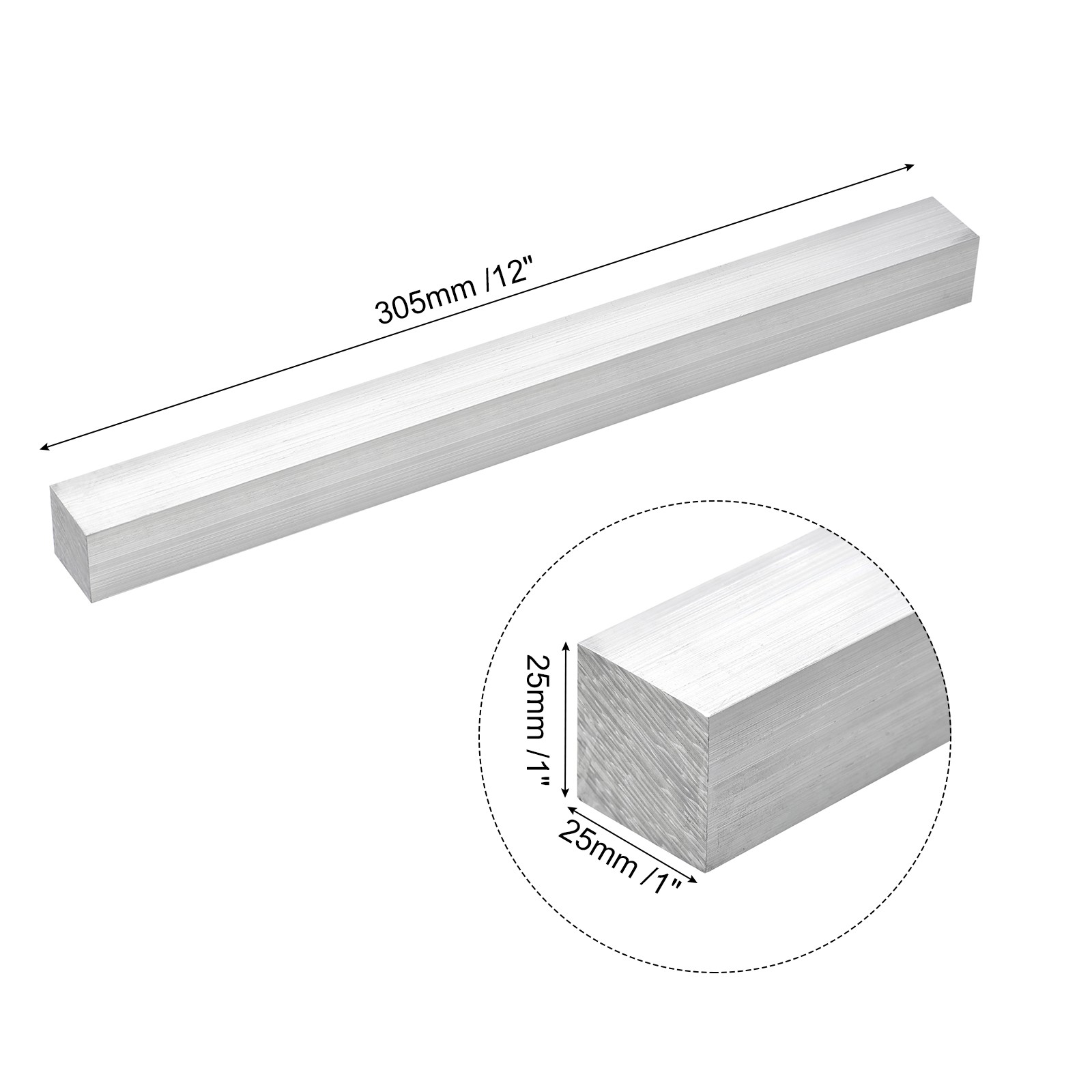 Square Aluminum Flat Bar 1″ Thickness 1″ Width 12″ Length Flat Plate
