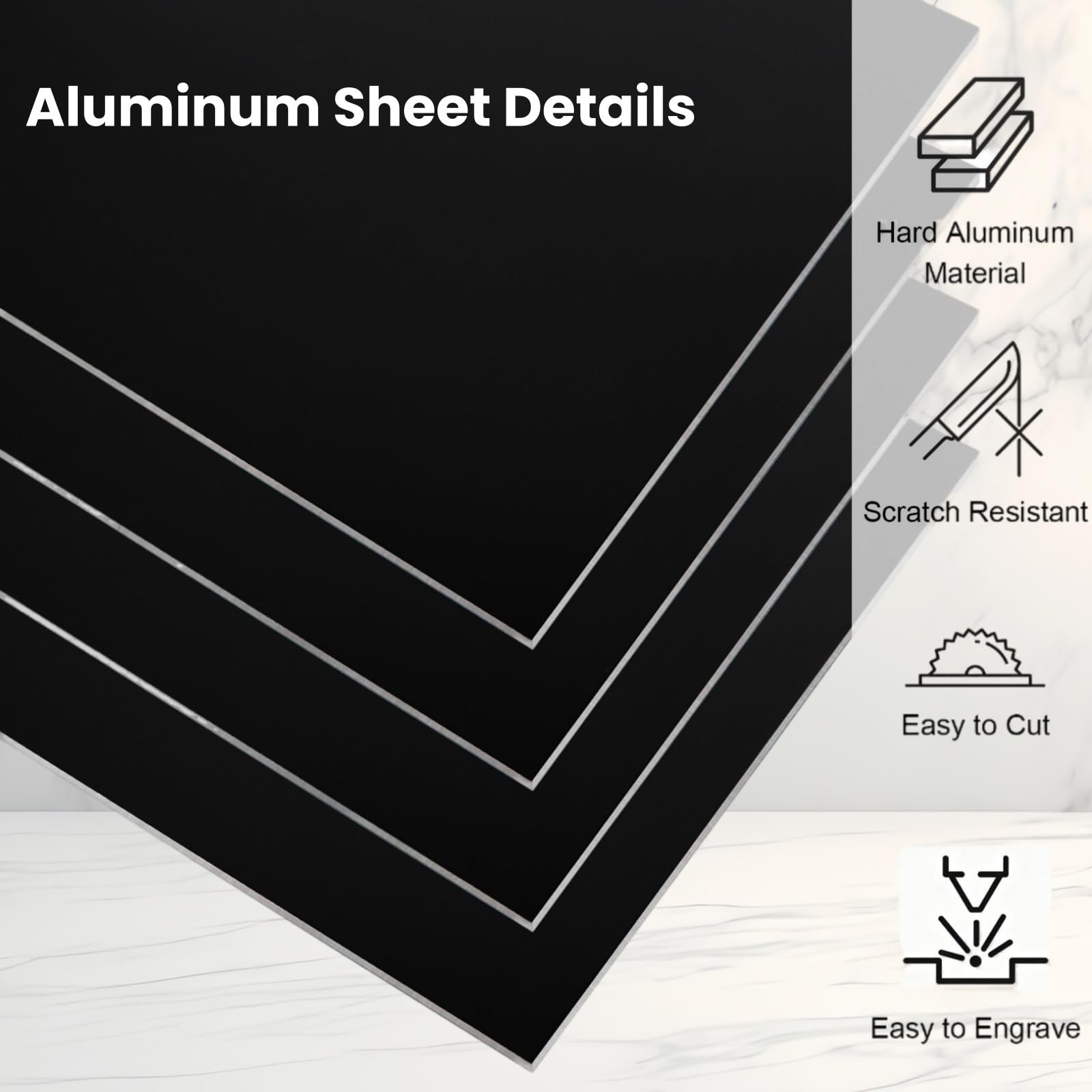 4 PCS Black 5052 Anodized Aluminum Sheet 12x12x1/32 0.03 Inch 0.8mm Engrave