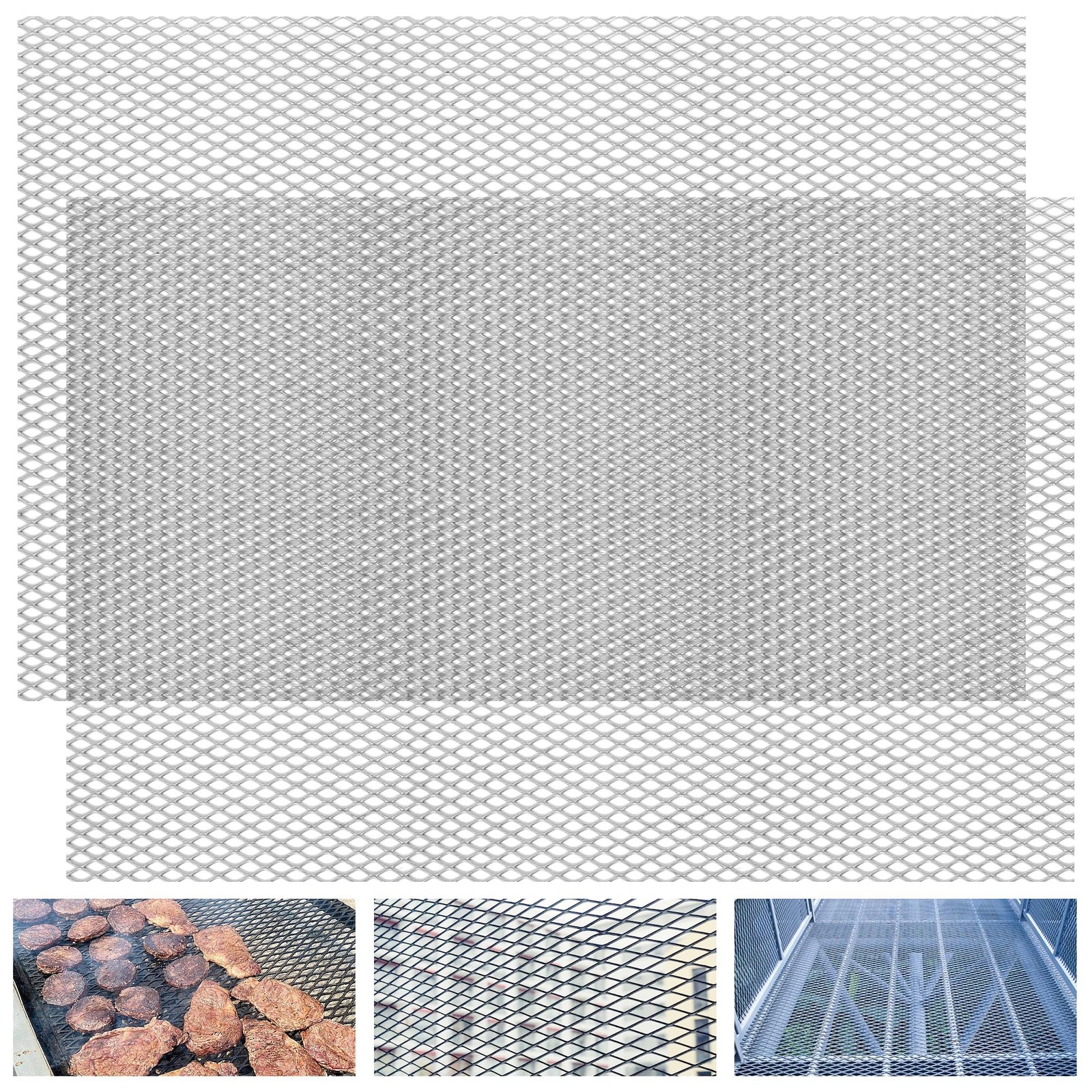 2PCS Steel Expanded Metal Sheet Flattened 48 x 32 Inches, 48″ x 32″, Silver