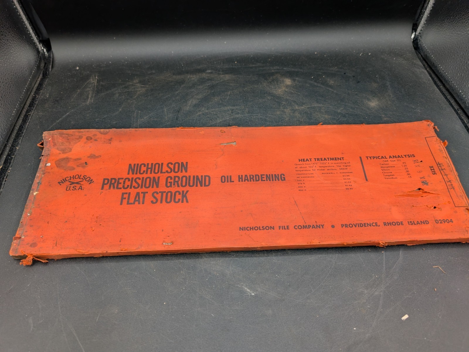 NOS Nicholson Oil Hardening Precision Ground Flat Stock 5/16″ X 6″ X 18″ Type O1