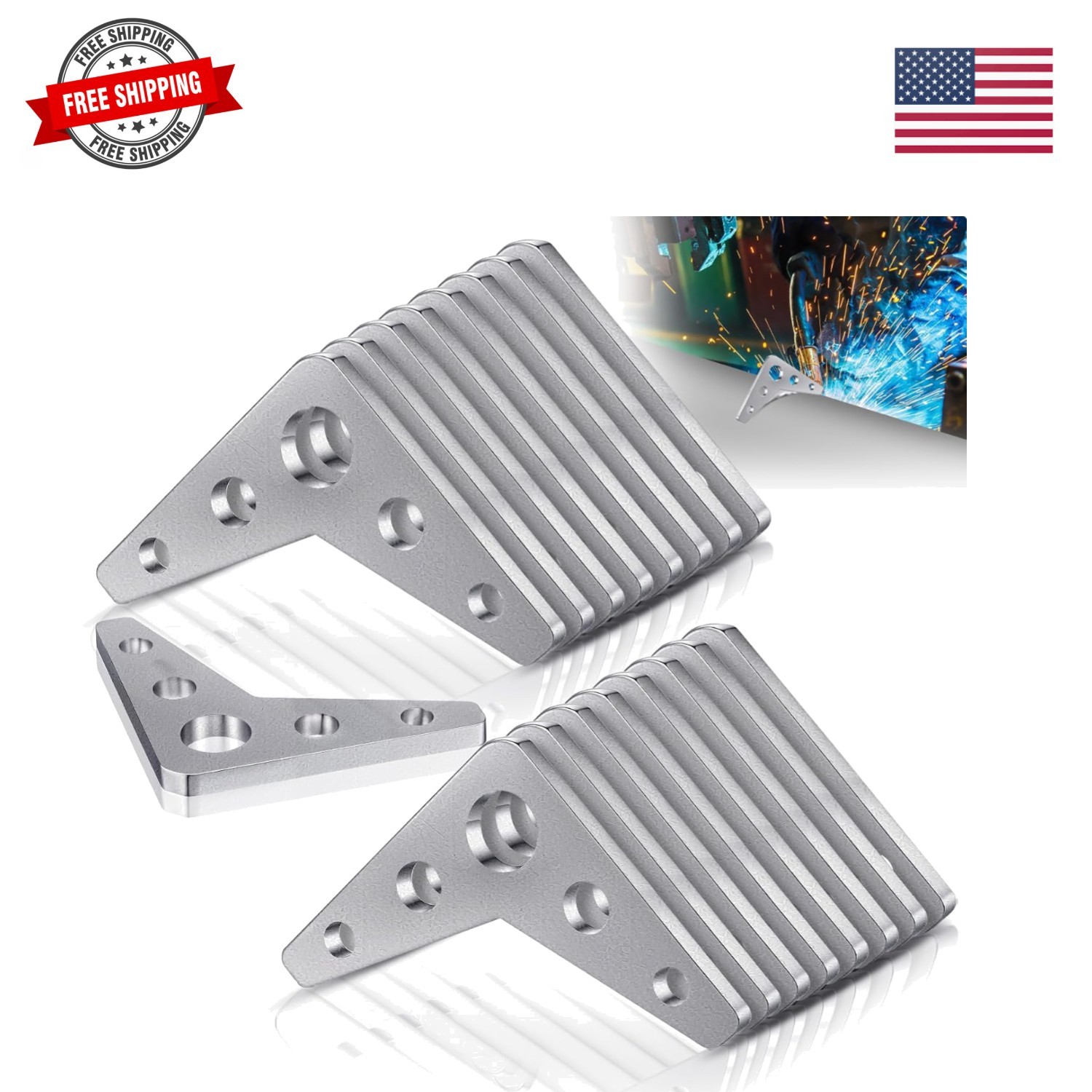 10 Pack 1/4″ Thick Steel Weld on Gussets, 3″x3″ Heavy Duty 90-Degree Triangle…