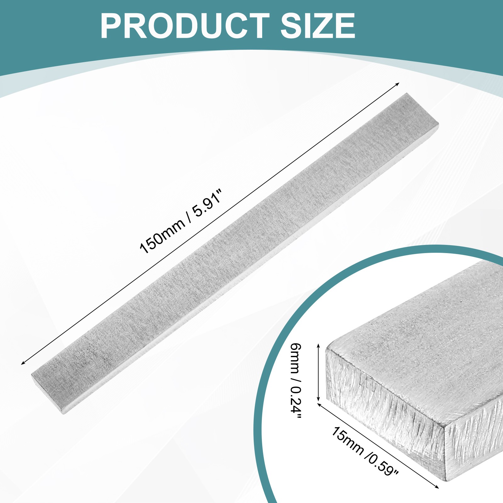 316 Stainless Steel Flat Bar, 1/4″ Thickness 19/32″ Width 6″ Length Metal Bar