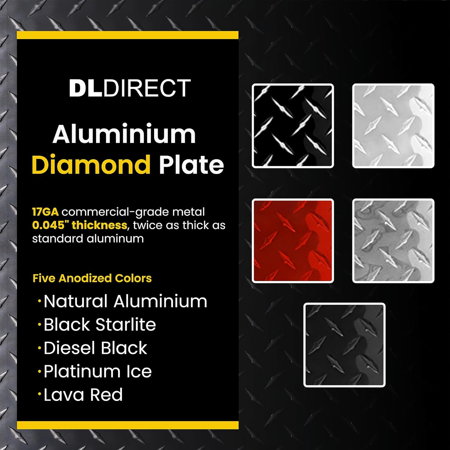 18In. X 120In. – Diamond Plate Sheet Metal, Heavy-Duty Genuine Commercial-Grade