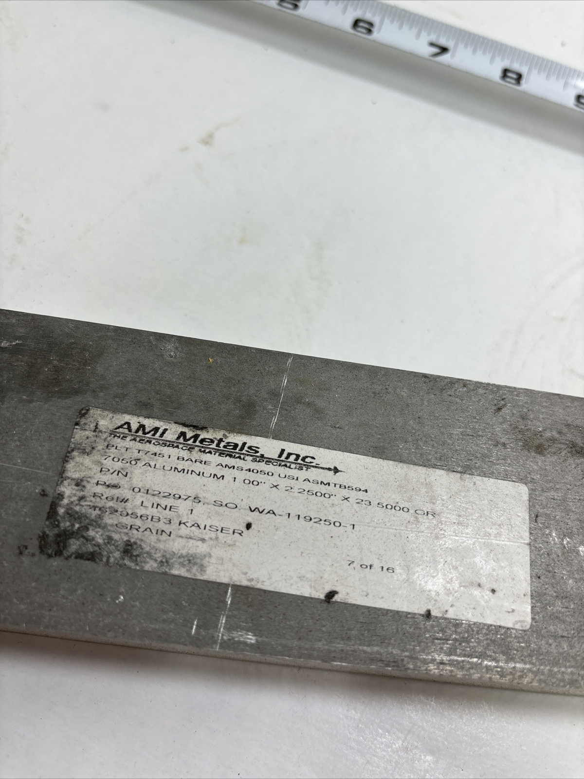 1-1/2″ x 2.3″ x 23.5” 7050-T7451 Aluminum Plate