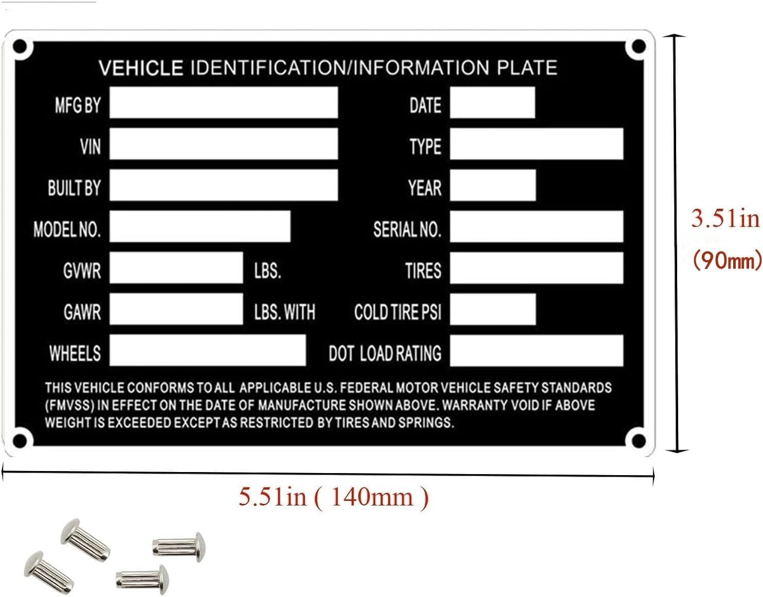 Blank Aluminum ID Plates, Metal Identification Plate, Serial Number Tag, Equi…