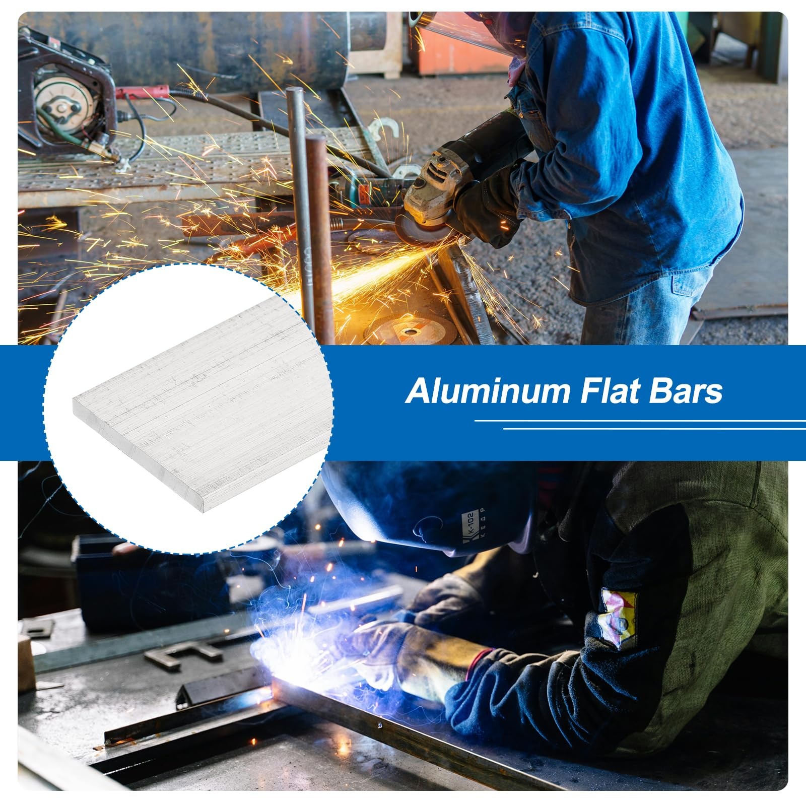 2 Pcs Square Aluminum Flat Bar, 1/8″ (2.5mm) Thick x 1 3/16″ (30mm) Width x 1…