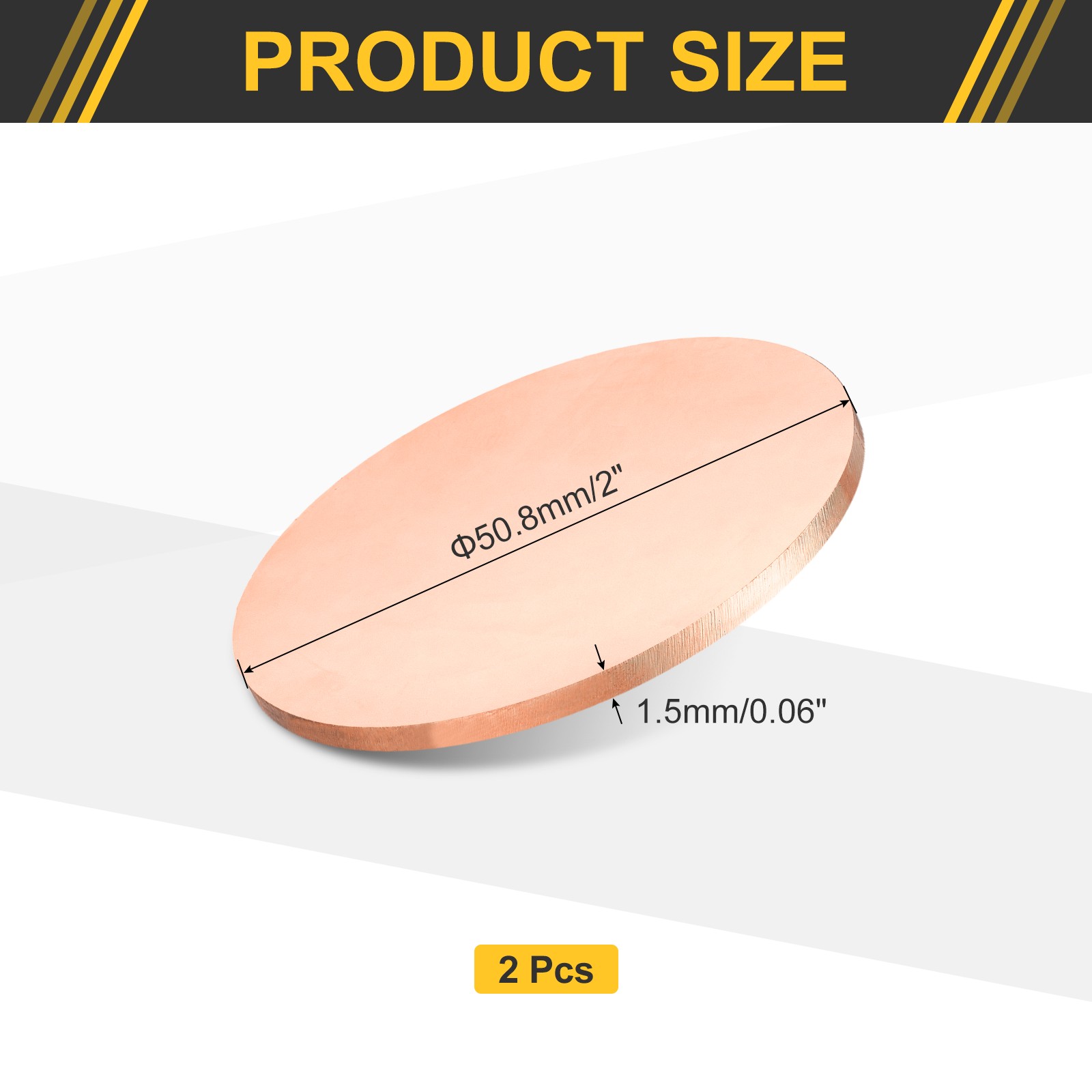 2Pcs Copper Round Plate, 0.06″ Thick 2″ Dia C1100 Pure Copper Sheet