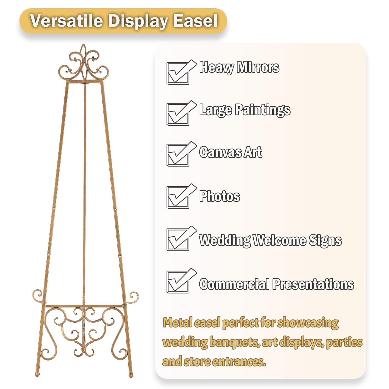 15″L x 25.5″W x 56.5″H Metal Scroll Extra Large Free Standing Adjustable Disp…