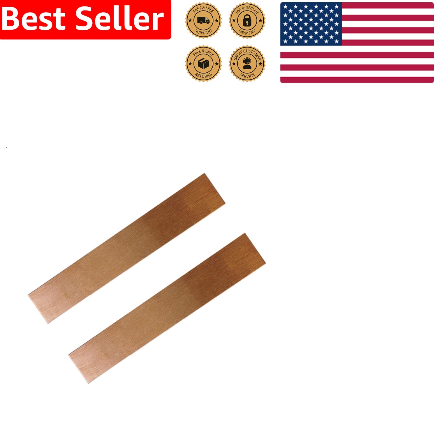 2pcs 99.95% Purity Copper Anode Sheet Electrode Strip for Science Projects
