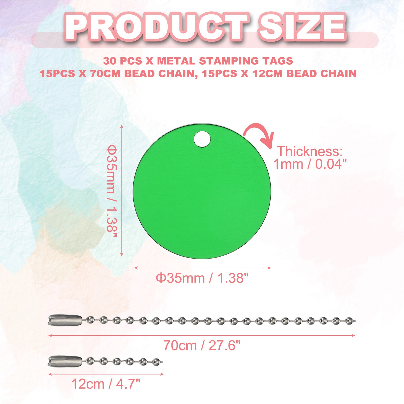 30Pcs Blank Tag Metal Stamping Tags, Round Shape Engraved Tag, Green