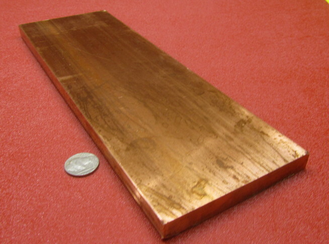 110 Copper Bar 1/2 Hard, 1/2″ Thick x 4.0″ Wide x 1 Ft Length