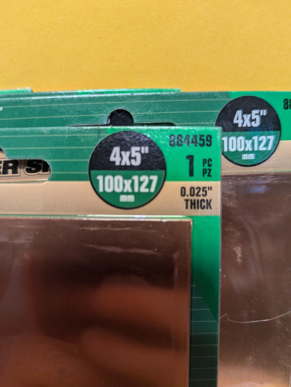 1 LOT OF 4 Hillman 884459 4″x5″ Copper Sheet, 0.025mm Thick