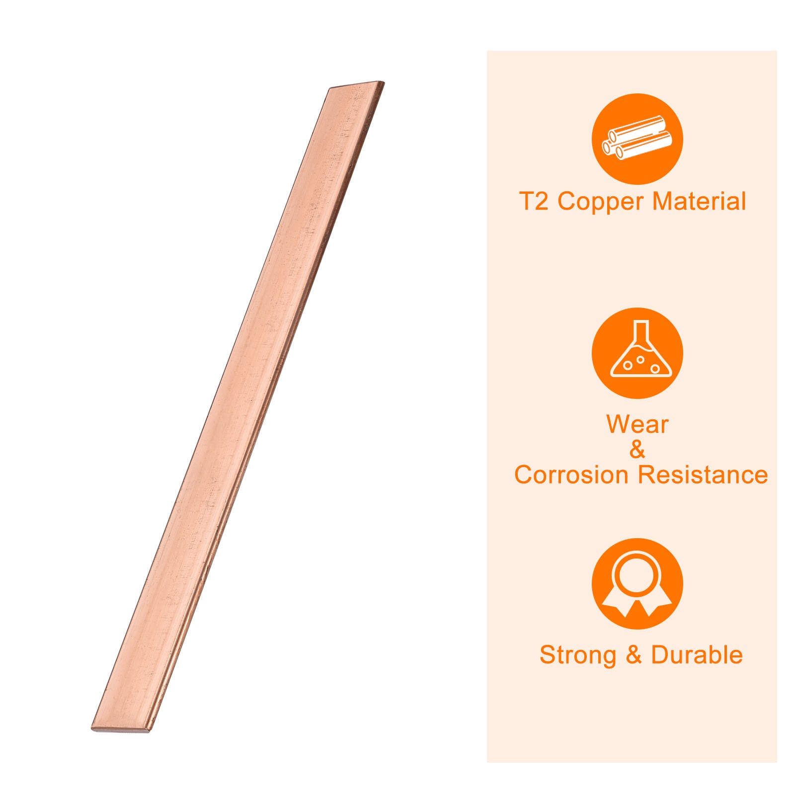 Copper Flat Bar, 0.08″ Thickness x 0.79″ Width x 7.87″ Length Copper Bar Stock