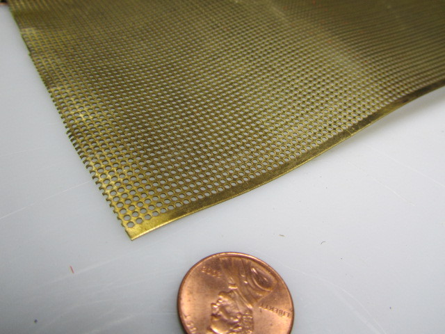 Brass Perforated Extra Thin Sheet, .016″ Thick x 24″ x Per Ft”, .045″ Hole Dia.
