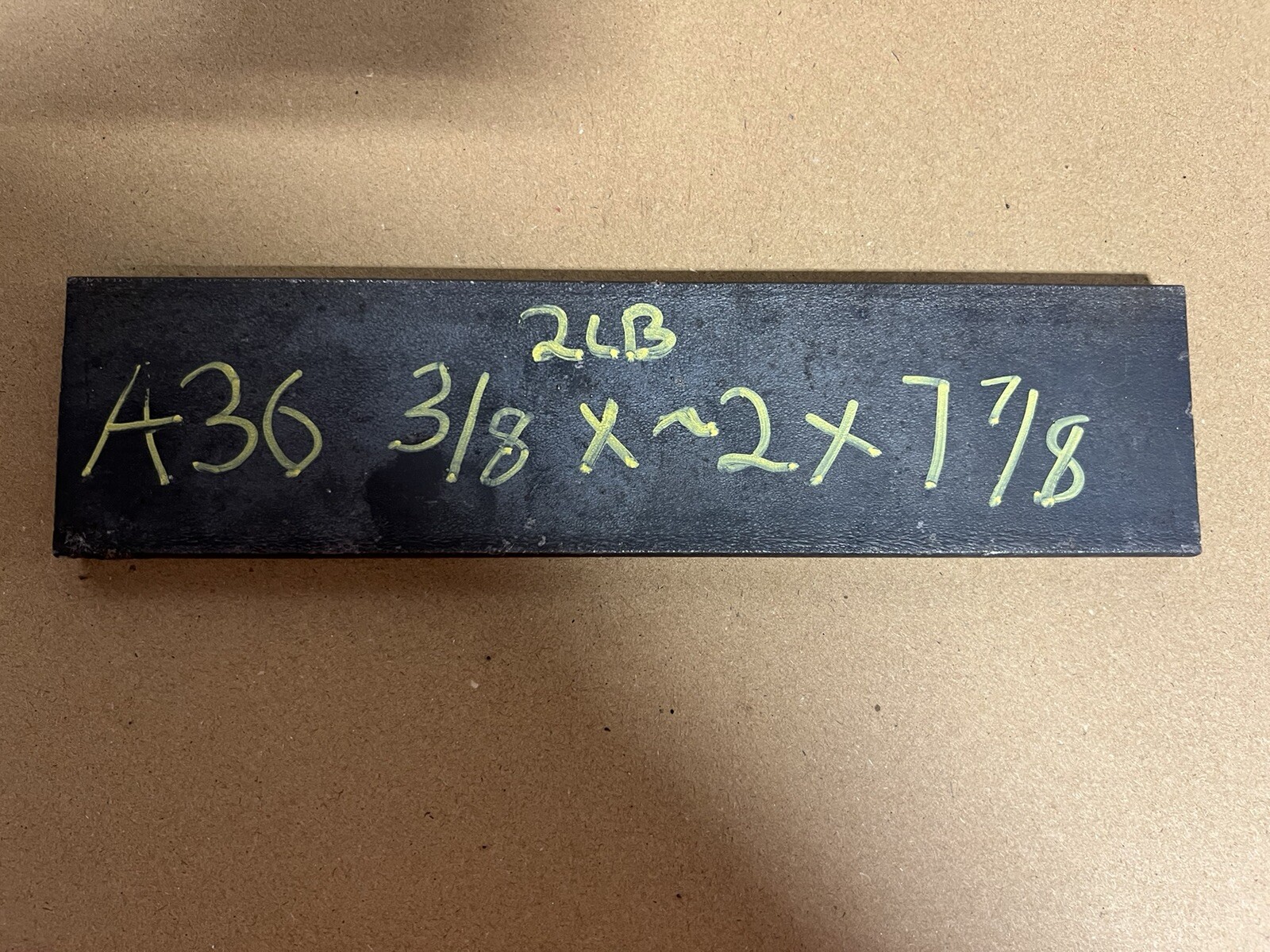 Single Piece A36 Hot Roll Steel Flat Stock 3/8” x ~2” x ~7 7/8”