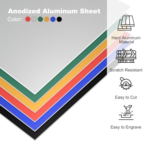 6pc Anodized Aluminum Sheet Set 7x5in Metal Engraving Blanks DIY Crafting Plates