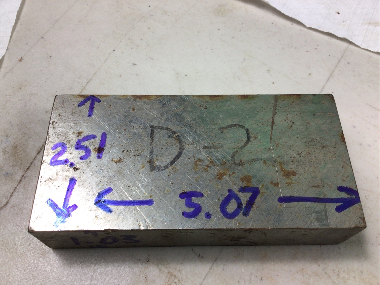 D2 Tool Steel Flat Stock, 1.03” X 2.51 X 5.07